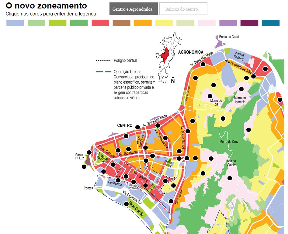 mapa plano diretor de Florianópolis futuro da cidade audiências públicas reportagens estatuto da cidade cristian edel weiss jornalista de dados multimídia Diário Catarinense